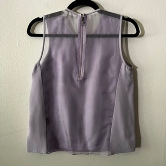 Jonathan Simkhai Leather and Silk Crew‎ Neck Sleeveless Blouse Purple size small - Picture 5 of 10
